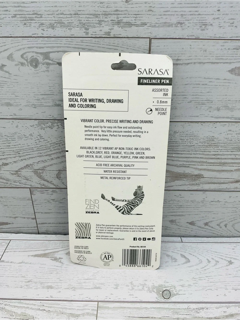 Zebra Sarasa 0.8mm Needle Point Fineliner Pens 4 Pack New
